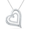 Thumbnail Image 1 of 0.20 CT. T.W. Diamond Tilted Double Heart Pendant in Sterling Silver