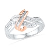 Thumbnail Image 1 of 0.20 CT. T.W. Diamond Knot Ring in Sterling Silver and 10K Rose Gold