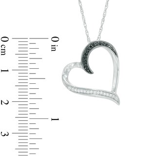 0.13 CT. T.W. Enhanced Black and White Diamond Tilted Heart Pendant in Sterling Silver