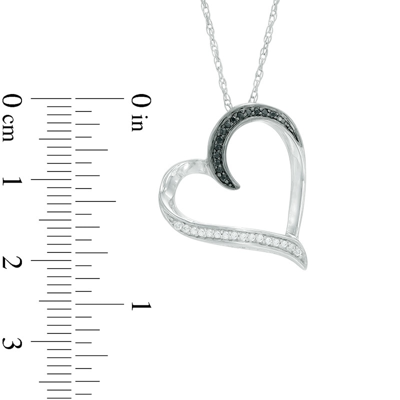 0.13 CT. T.W. Enhanced Black and White Diamond Tilted Heart Pendant in Sterling Silver