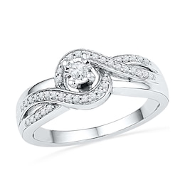 0.20 CT. T.W. Diamond Spiral Frame Promise Ring in Sterling Silver