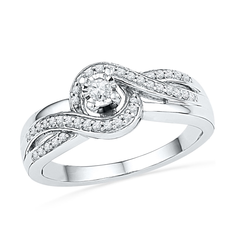 0.20 CT. T.W. Diamond Spiral Frame Promise Ring in Sterling Silver
