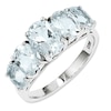 Oval Aquamarine Five Stone Ring in Sterling Silver - Size 7