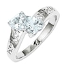 Thumbnail Image 0 of 5.0mm Heart-Shaped Aquamarine Double Heart Ring in Sterling Silver - Size 7