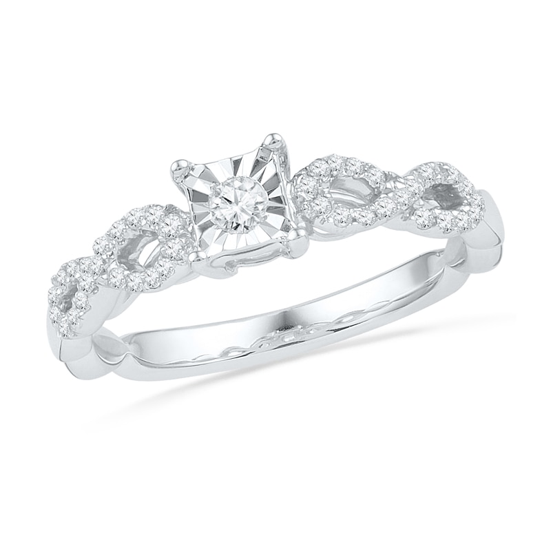 0.25 CT. T.W. Diamond Square Promise Ring in Sterling Silver