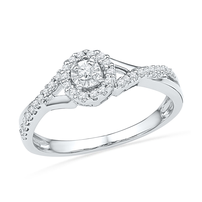 0.25 CT. T.W. Diamond Frame Promise Ring in Sterling Silver|Peoples Jewellers