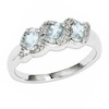 Oval Aquamarine and Diamond Accent Three Stone Ring in Sterling Silver - Size 7