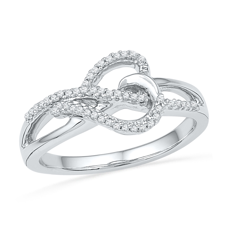 0.16 CT. T.W. Diamond Sideways Heart Ring in Sterling Silver|Peoples Jewellers