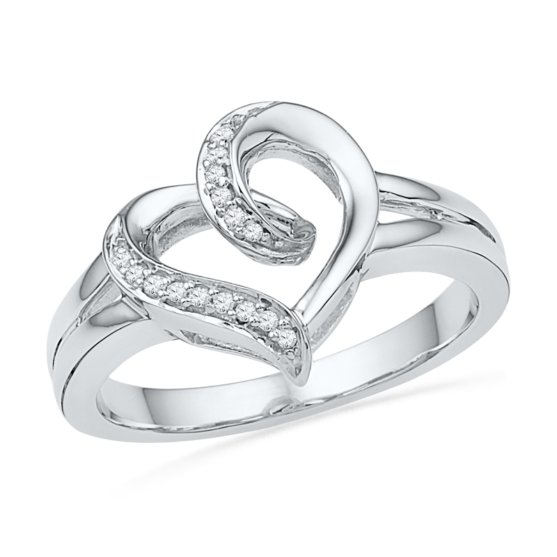 Diamond Accent Looping Heart Ring in Sterling Silver