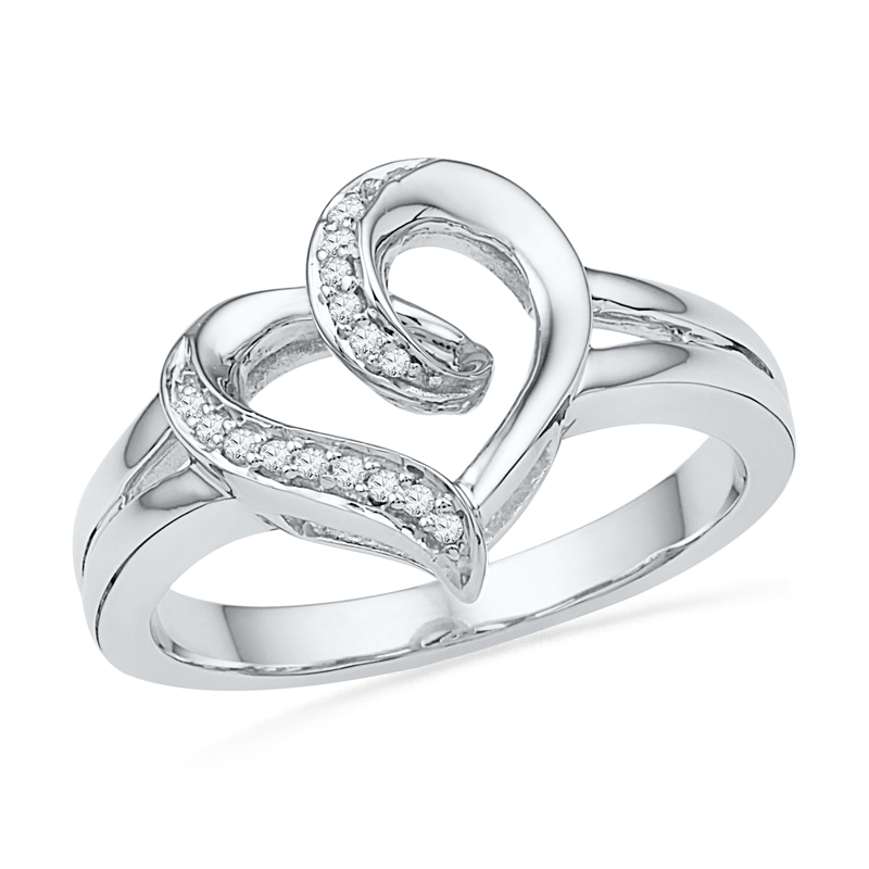 Diamond Accent Looping Heart Ring in Sterling Silver|Peoples Jewellers