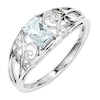 Thumbnail Image 0 of Emerald-Cut Aquamarine Ring in Sterling Silver - Size 7