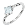 5.0mm Princess-Cut Aquamarine and Diamond Accent Promise Ring in Sterling Silver