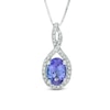 Thumbnail Image 1 of Oval Tanzanite and 0.14 CT. T.W. Princess-Cut Diamond Twist Pendant in 10K White Gold