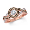 Thumbnail Image 1 of 0.25 CT. T.W. Champagne and White Diamond Frame Cluster Twist Ring in 10K Rose Gold