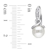 Thumbnail Image 2 of 8.0-8.5mm Freshwater Cultured Pearl and 0.06 CT. T.W. Diamond Drop Earrings in Sterling Silver