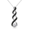 Thumbnail Image 1 of 3.0mm Lab-Created White Sapphire and 0.09 CT. T.W. Black Diamond Twist Pendant in Sterling Silver