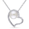 Thumbnail Image 1 of 8.0-8.5mm Freshwater Cultured Pearl and 0.09 CT. T.W. Diamond Heart Pendant in Sterling Silver