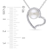 Thumbnail Image 2 of 8.0-8.5mm Freshwater Cultured Pearl and 0.09 CT. T.W. Diamond Heart Pendant in Sterling Silver