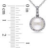 Thumbnail Image 1 of 8.0 - 8.5mm Button Cultured Freshwater Pearl and 0.10 CT. T.W. Diamond Frame Drop Pendant in Sterling Silver