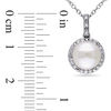 Thumbnail Image 2 of 8.0-8.5mm Button Freshwater Cultured Pearl and 0.10 CT. T.W. Diamond Frame Drop Pendant in Sterling Silver