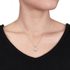 Thumbnail Image 3 of 8.0-8.5mm Button Freshwater Cultured Pearl and 0.10 CT. T.W. Diamond Frame Drop Pendant in Sterling Silver