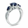 7.0mm Lab-Created Blue Sapphire and 0.15 CT. T.W. Diamond Ring in Sterling Silver