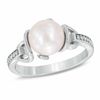 Thumbnail Image 0 of 8.0 - 8.5mm Cultured Freshwater Pearl and 0.06 CT. T.W. Diamond Ring in Sterling Silver