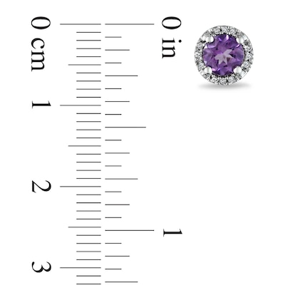 5.0mm Amethyst and Diamond Accent Frame Stud Earrings in 10K White Gold
