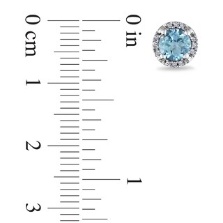 5.0mm Blue Topaz and Diamond Accent Frame Stud Earrings in 10K White Gold