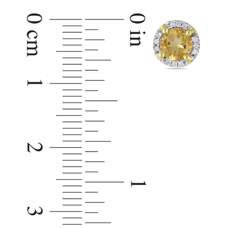 Main Image 2 of 5.0mm Citrine and Diamond Accent Frame Stud Earrings in 10K Gold
