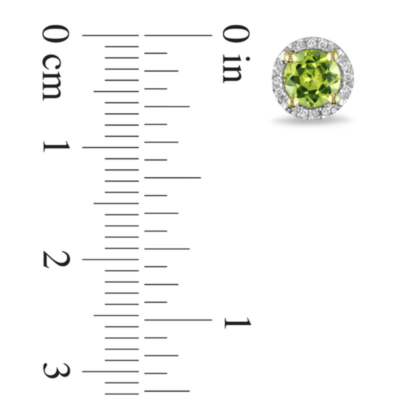 5.0mm Peridot and Diamond Accent Frame Stud Earrings in 10K Gold