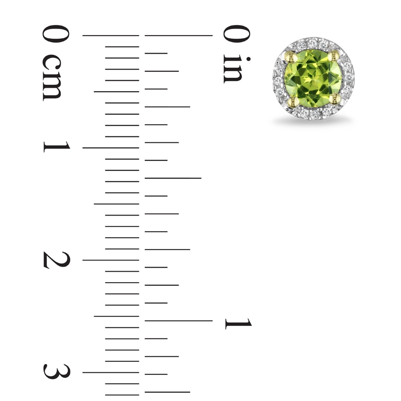 Main Image 2 of 5.0mm Peridot and Diamond Accent Frame Stud Earrings in 10K Gold