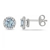 Thumbnail Image 1 of 5.0mm Aquamarine and Diamond Accent Frame Stud Earrings in Sterling Silver