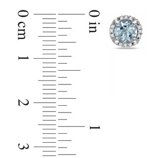 5.0mm Aquamarine and Diamond Accent Frame Stud Earrings in Sterling Silver