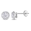 Thumbnail Image 1 of 5.0mm Lab-Created White Sapphire and Diamond Accent Frame Stud Earrings in Sterling Silver