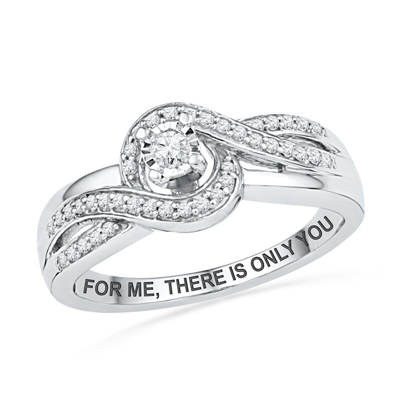 Main Image 1 of 0.20 CT. T.W. Diamond Swirl Promise Ring in Sterling Silver (25 Characters)