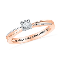 1/10 CT. T.W. Diamond Promise Ring in 10K Rose Gold (22 Characters)
