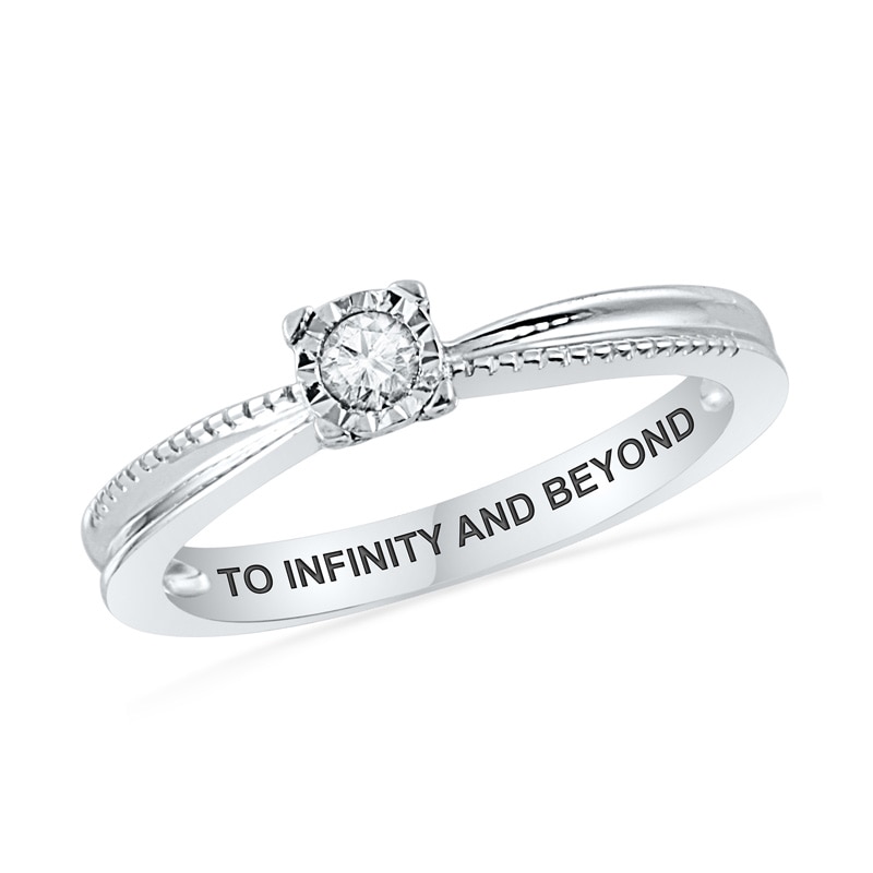 1/10 CT. Diamond Solitaire Promise Ring in 10K White Gold (1 Line)