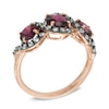 Thumbnail Image 1 of Garnet and Smoky Quartz Three Stone Frame Ring in 10K Rose Gold