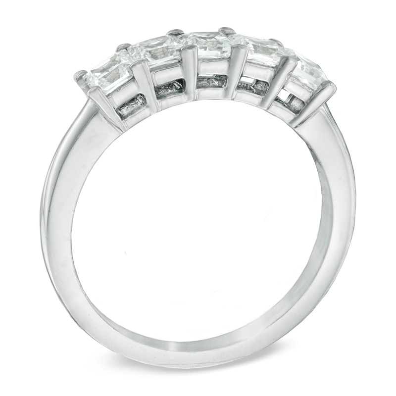 1.00 CT. T.W. Certified Canadian Princess-Cut Diamond Five Stone Anniversary Band in 14K White Gold (I/I2)