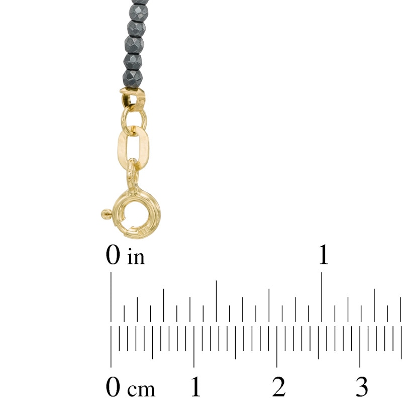 Sideways Cross Hematite Bracelet in 14K Gold - 7.25"