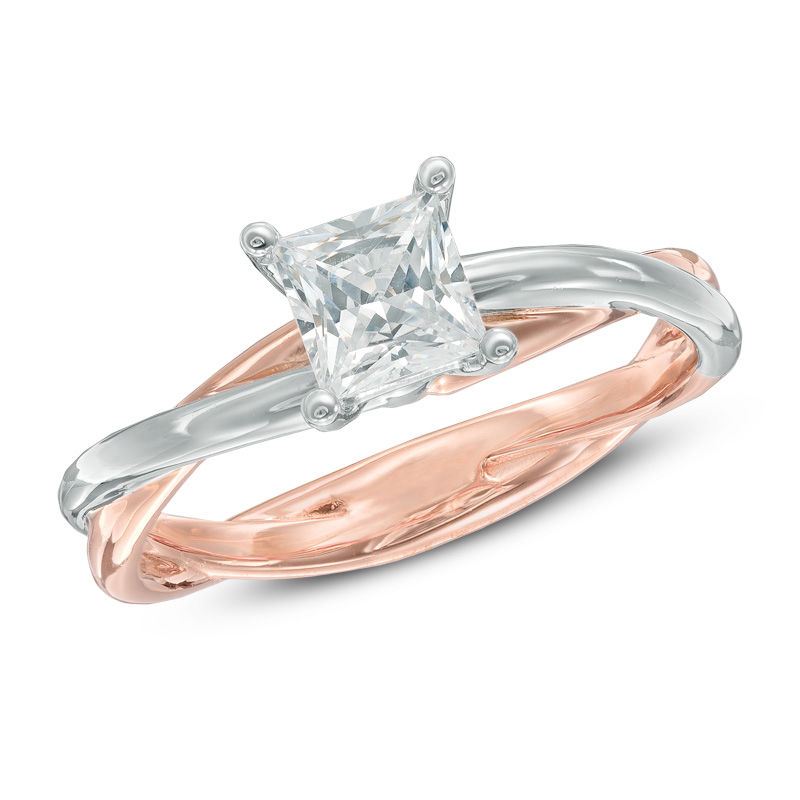 0.58 CT. Certified Canadian Princess-Cut Diamond Solitaire Ring in 14K Two-Tone Gold (I/I1)