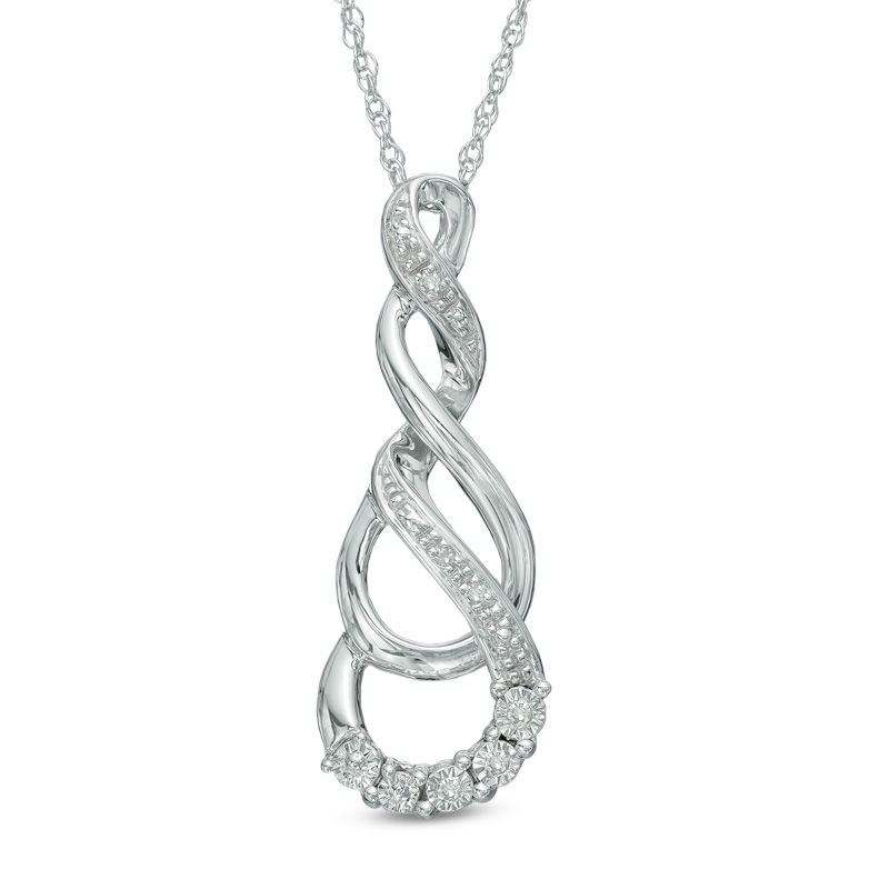 Diamond Accent Cascading Infinity Pendant in Sterling Silver