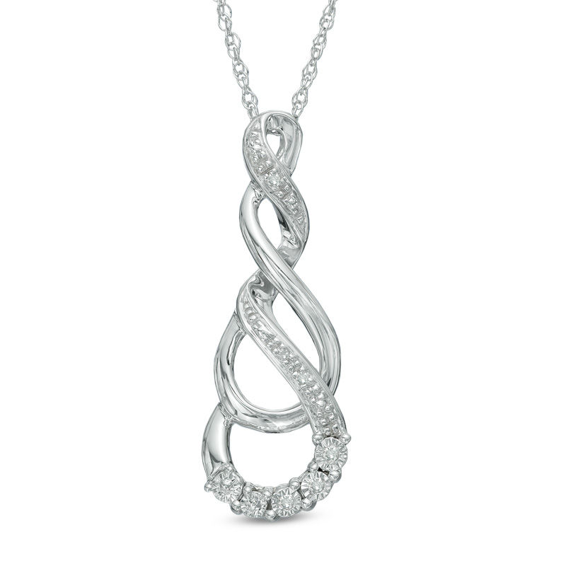 Diamond Accent Cascading Infinity Pendant in Sterling Silver|Peoples Jewellers