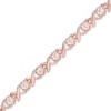 Thumbnail Image 1 of Morganite "XO" Bracelet in Sterling Silver with 18K Rose Gold Plate - 7.25"
