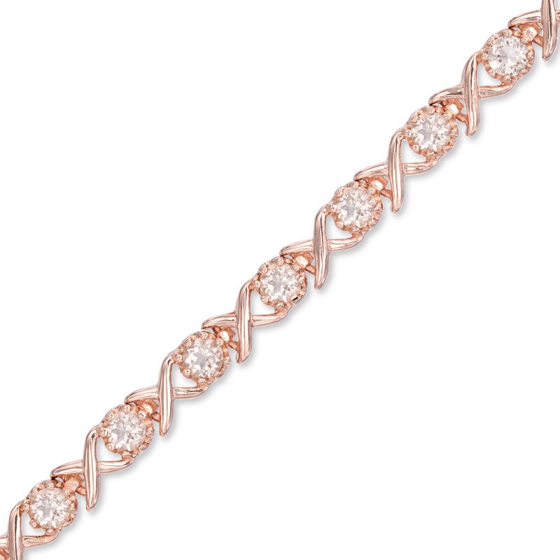 Main Image 1 of Morganite "XO" Bracelet in Sterling Silver with 18K Rose Gold Plate - 7.25"