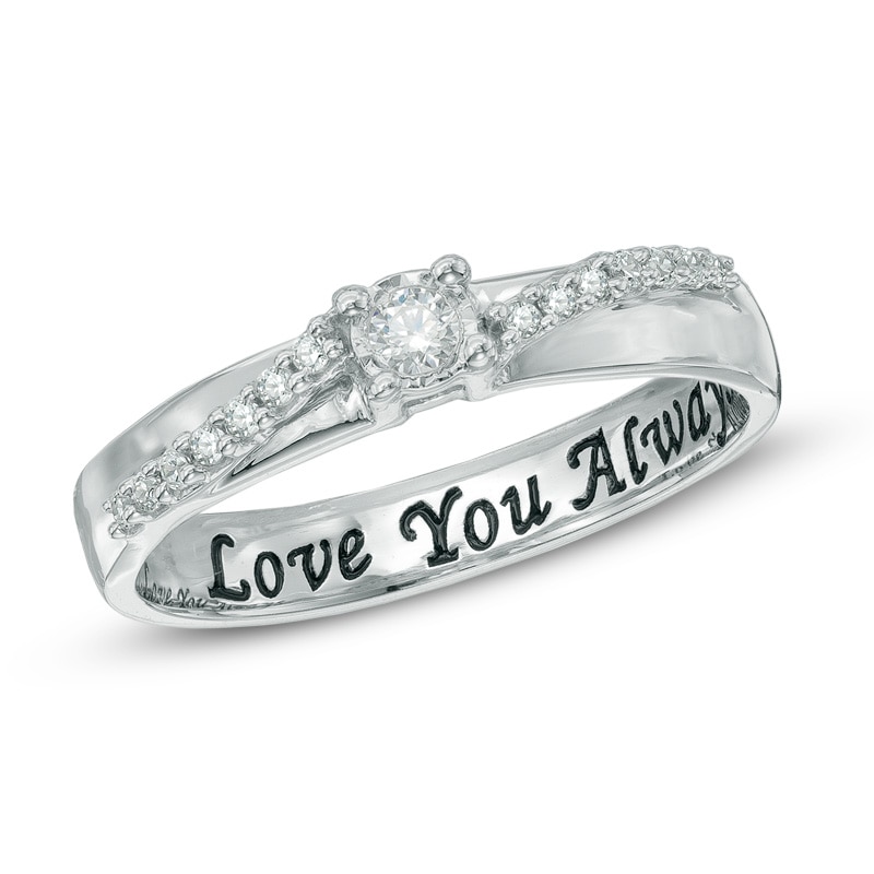 1/6 CT. T.W. Diamond Promise Ring in 10K White Gold (15 Characters)