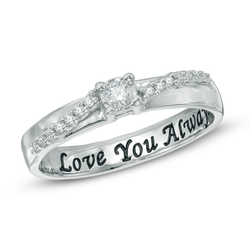 Main Image 1 of 1/6 CT. T.W. Diamond Promise Ring in 10K White Gold (15 Characters)