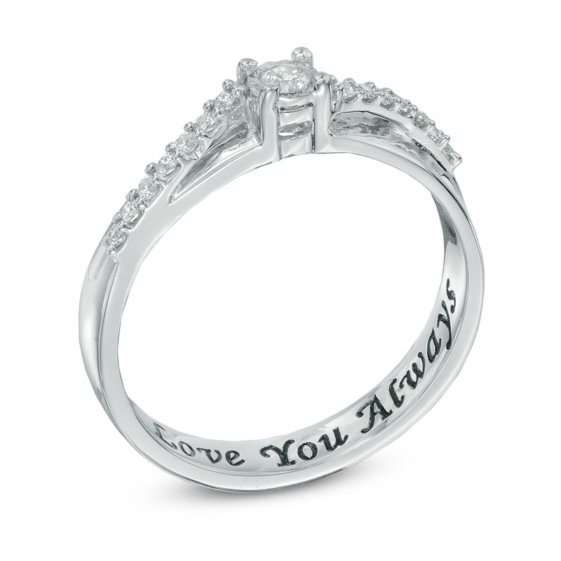 Main Image 2 of 1/6 CT. T.W. Diamond Promise Ring in 10K White Gold (15 Characters)