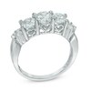 Thumbnail Image 1 of Lab-Created White Sapphire Three Stone Ring in 10K White Gold